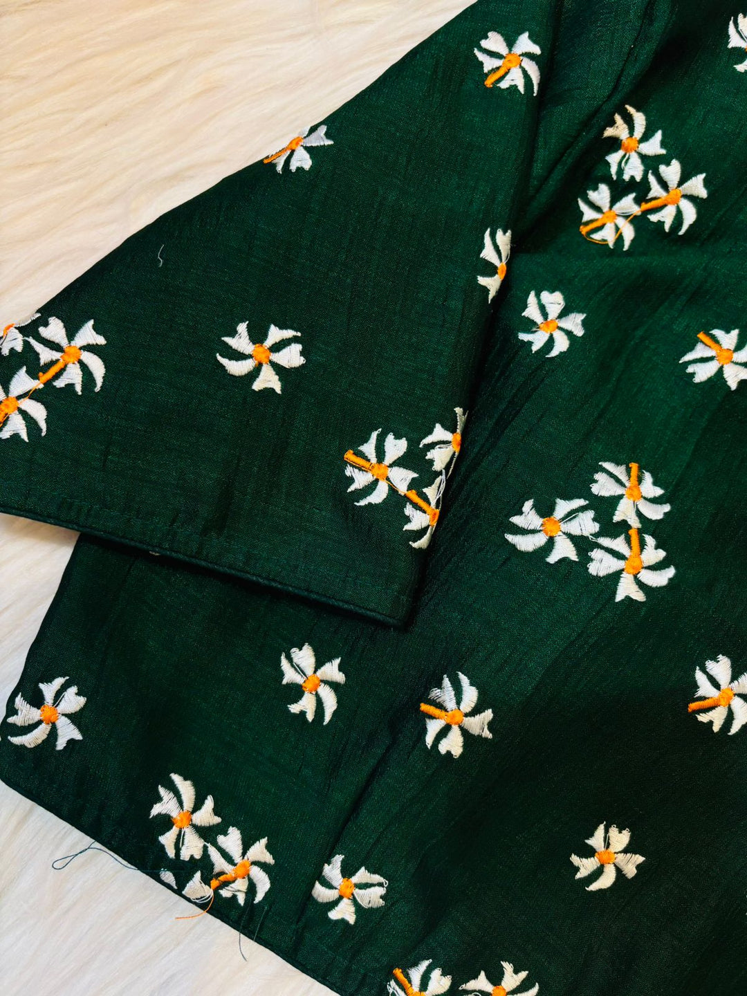 Green Shiuli Masaba Style Vichitra Silk Blouse