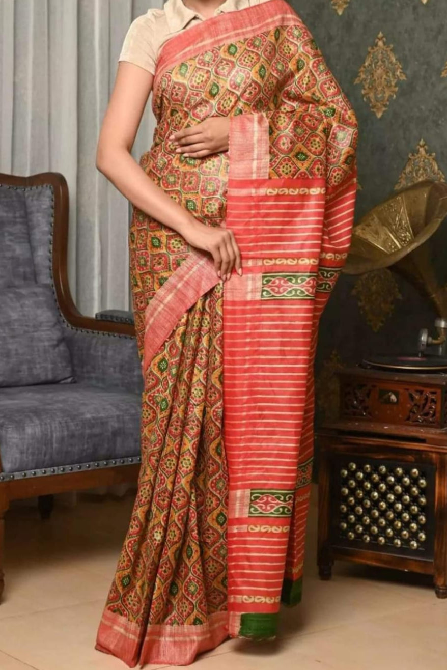 Aabhaangi Ghicha Tussar Silk Saree