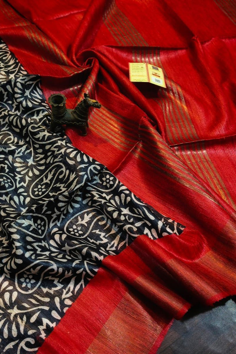 Saanjhrekha Ghicha Tussar Silk Saree