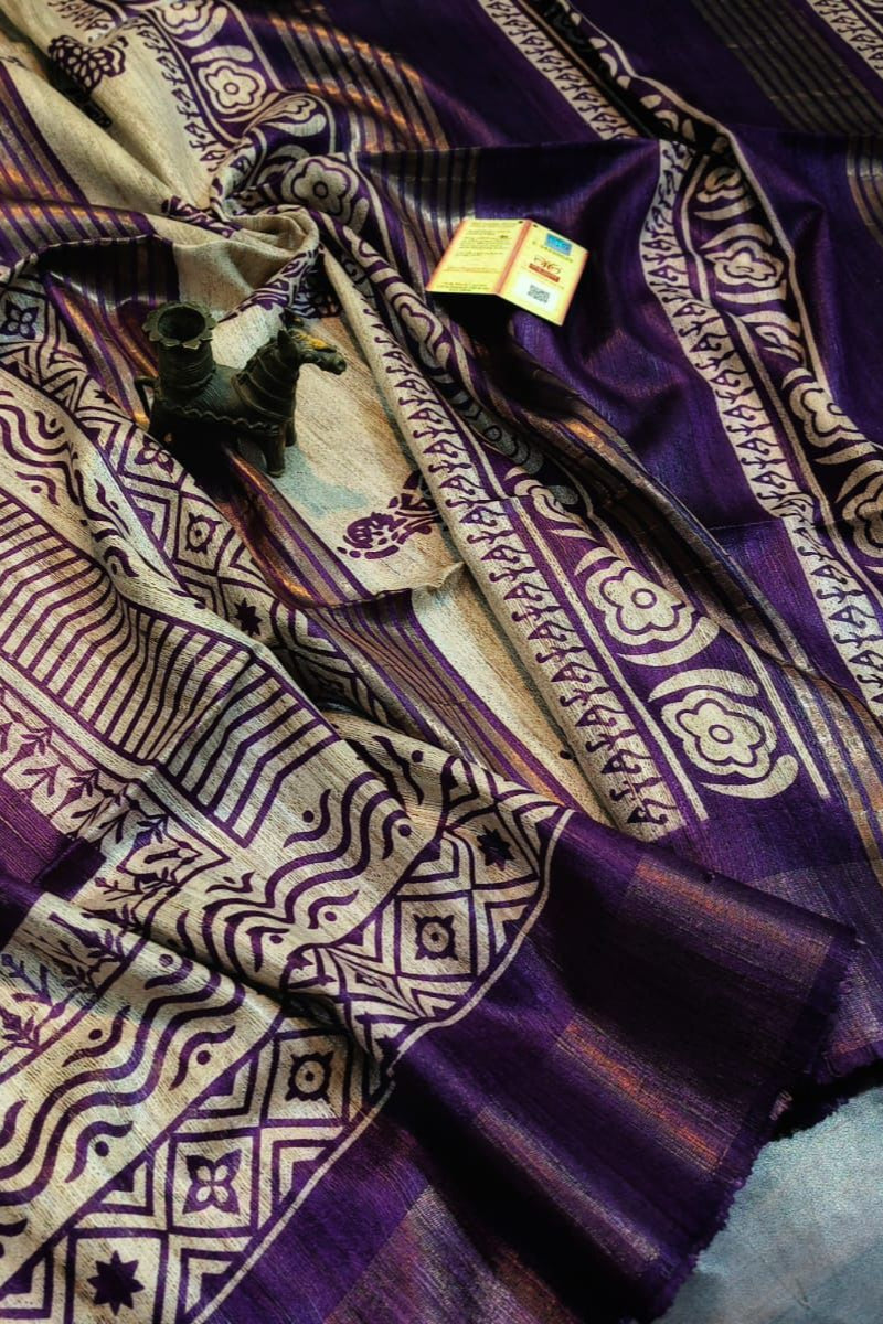 Saanjhrekha Ghicha Tussar Silk Saree