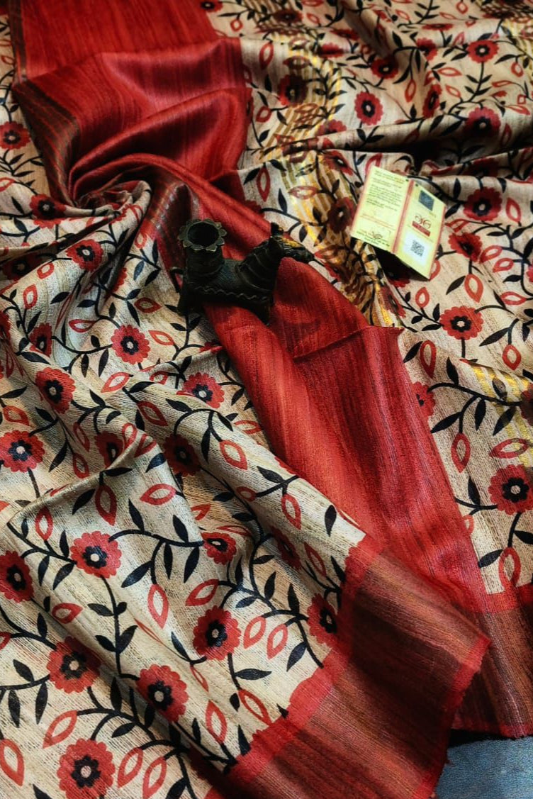 Saanjhrekha Ghicha Tussar Silk Saree
