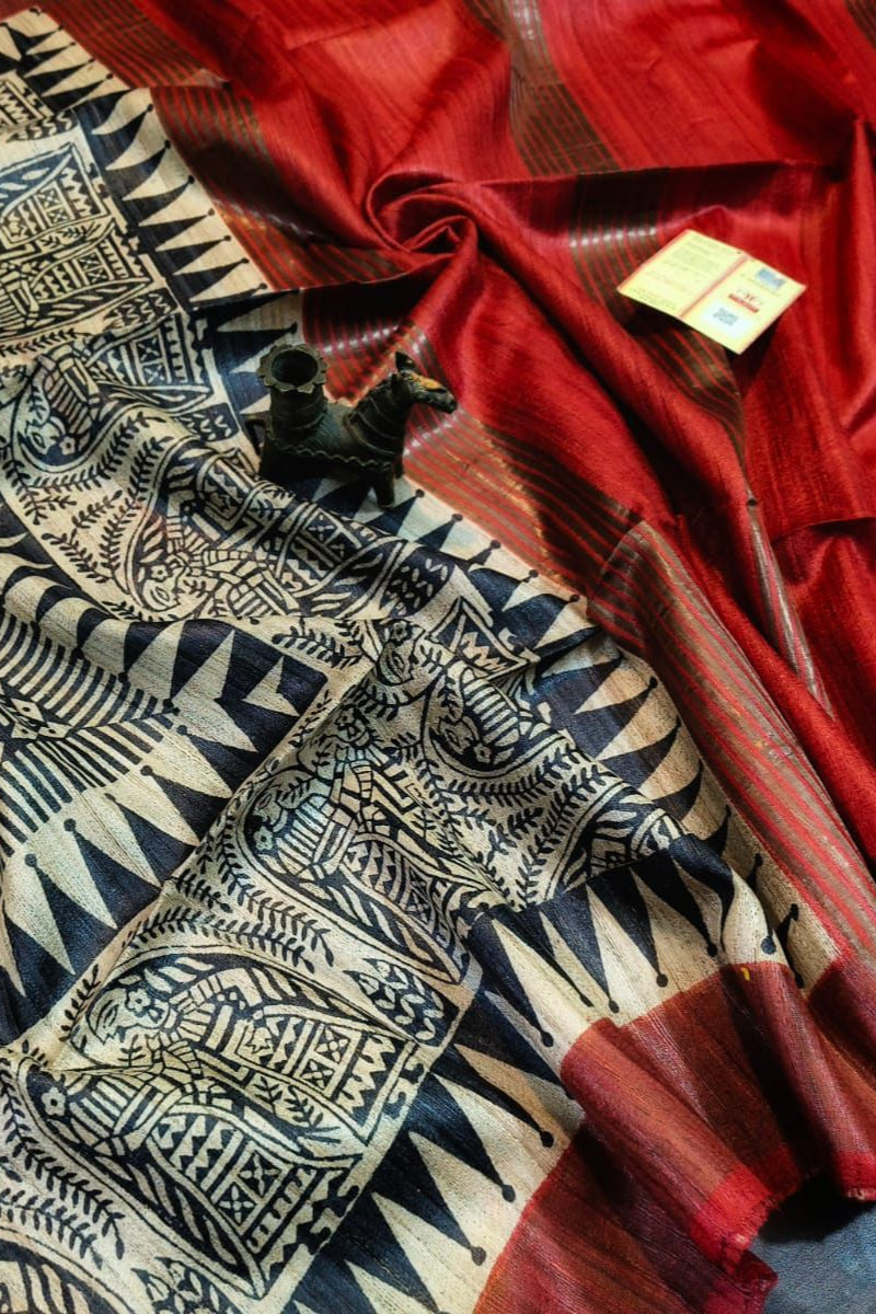 Saanjhrekha Ghicha Tussar Silk Saree