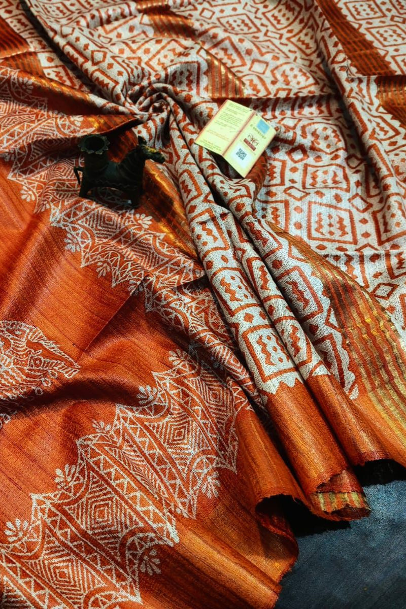 Saanjhrekha Ghicha Tussar Silk Saree