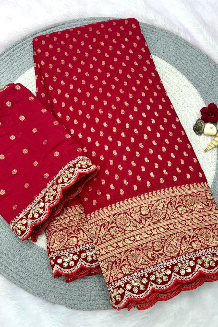 Karwa Chauth Special Crepe Khaddi Silk Saree