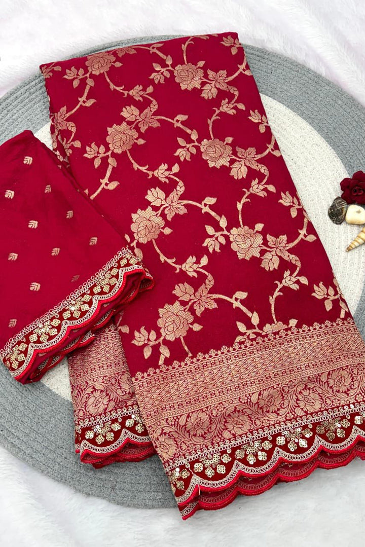 Karwa Chauth Special Crepe Khaddi Silk Saree