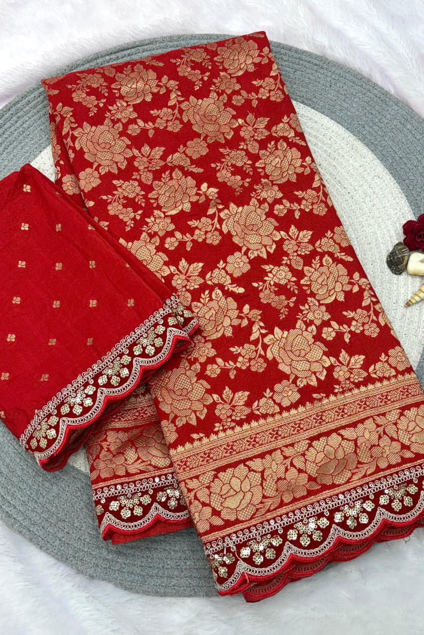 Karwa Chauth Special Crepe Khaddi Silk Saree