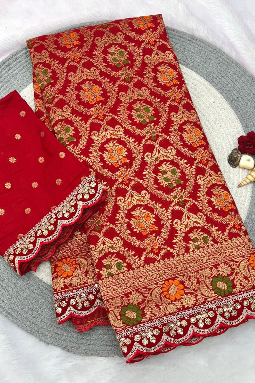 Karwa Chauth Special Crepe Khaddi Silk Saree