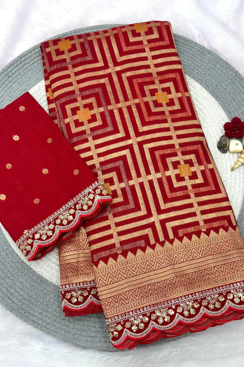 Karwa Chauth Special Crepe Khaddi Silk Saree