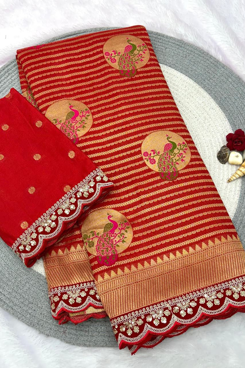 Karwa Chauth Special Crepe Khaddi Silk Saree