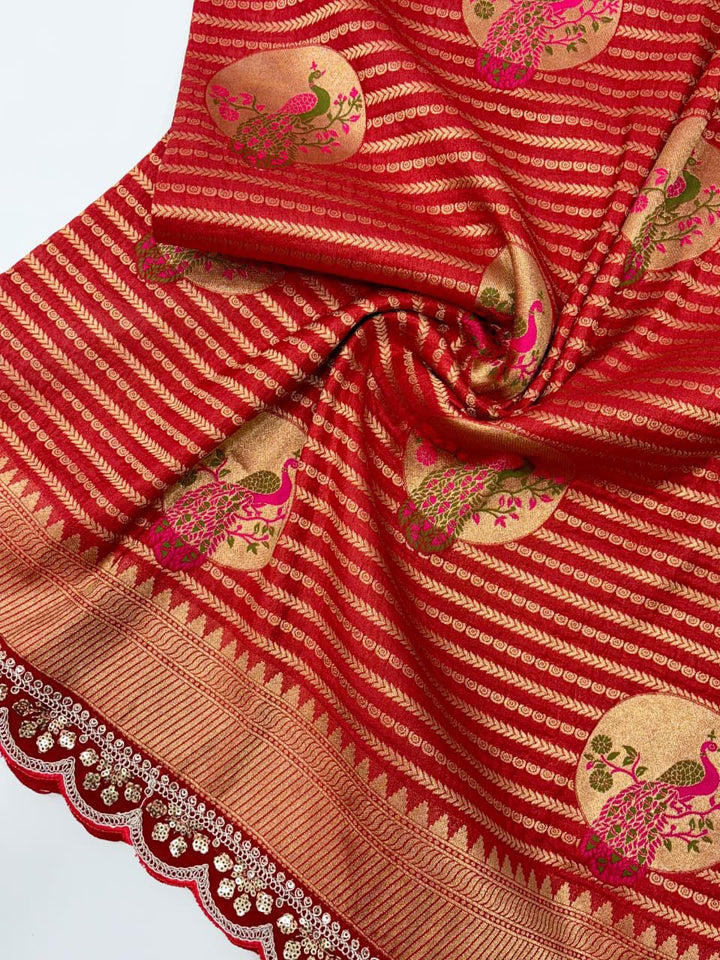 Karwa Chauth Special Crepe Khaddi Silk Saree