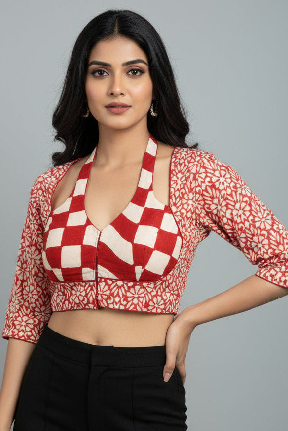 Red shadow Masaba Cotton Blouse