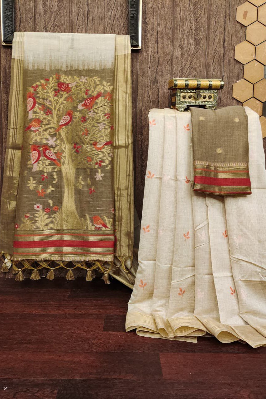 Twilight Radiance Muga Cotton Saree