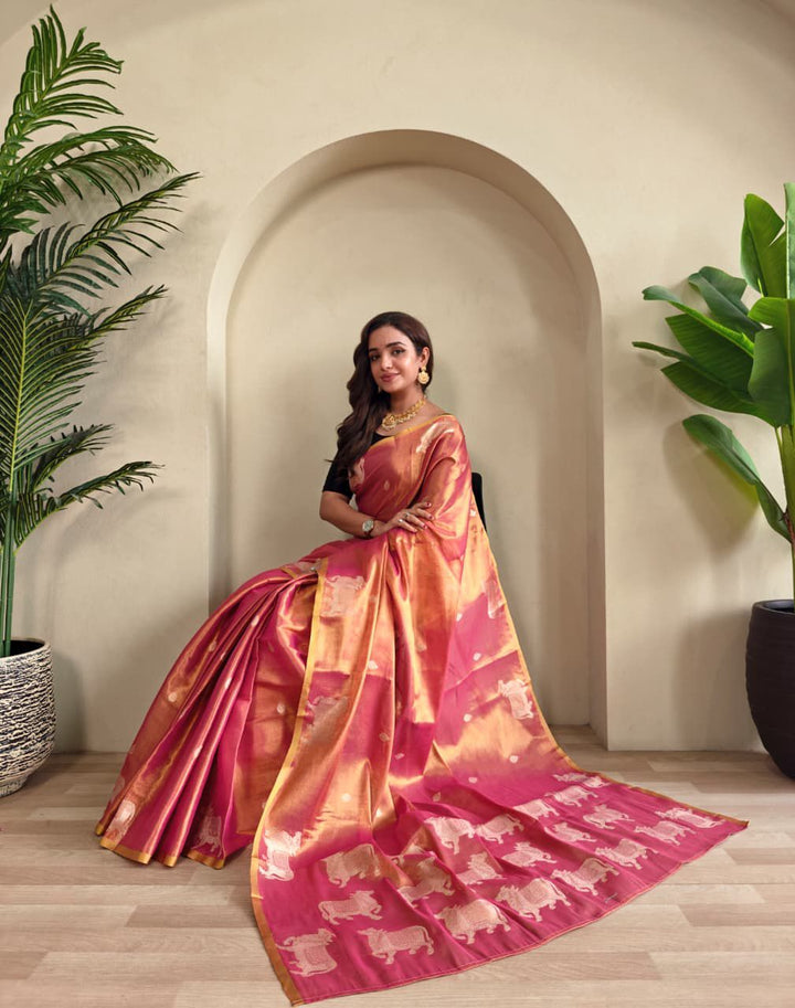 Divine Kamdhenu Tissue Silk Saree