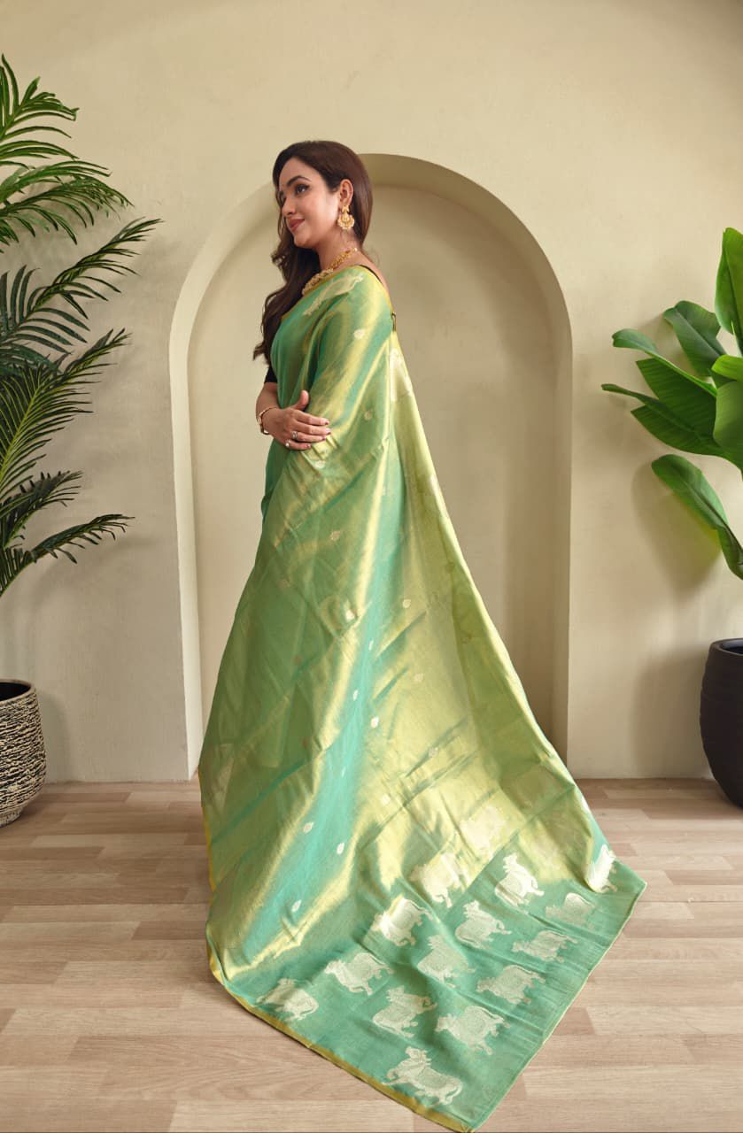 Divine Kamdhenu Tissue Silk Saree