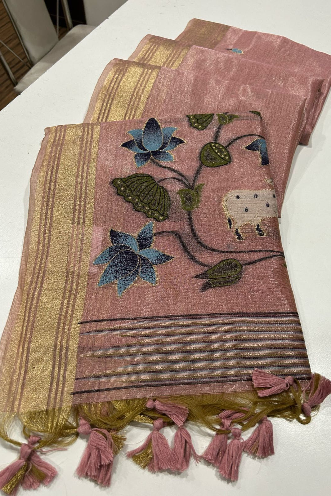 Amber Gleam Tissue Silk Saree