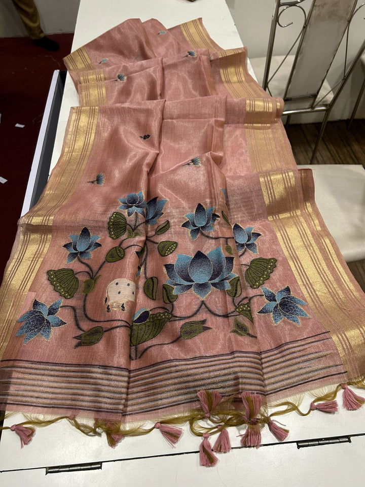 Amber Gleam Tissue Silk Saree