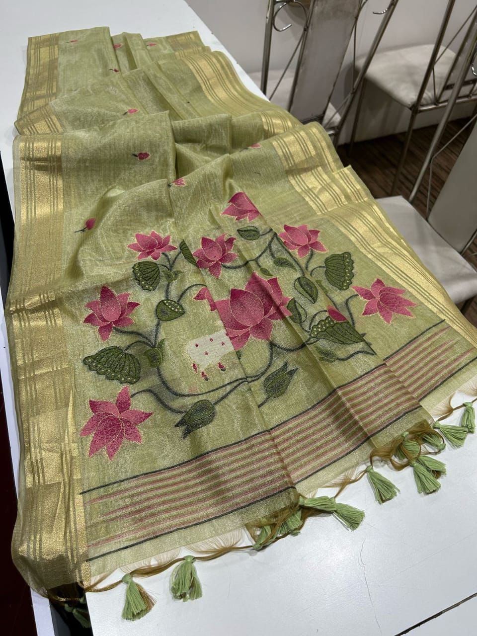 Amber Gleam Tissue Silk Saree