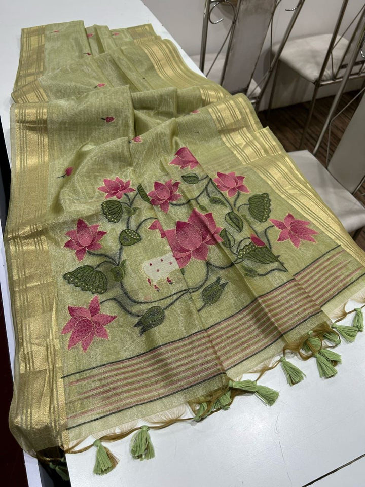 Amber Gleam Tissue Silk Saree