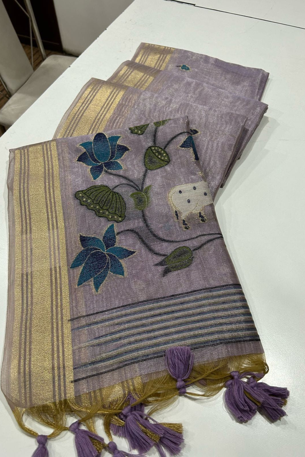 Amber Gleam Tissue Silk Saree