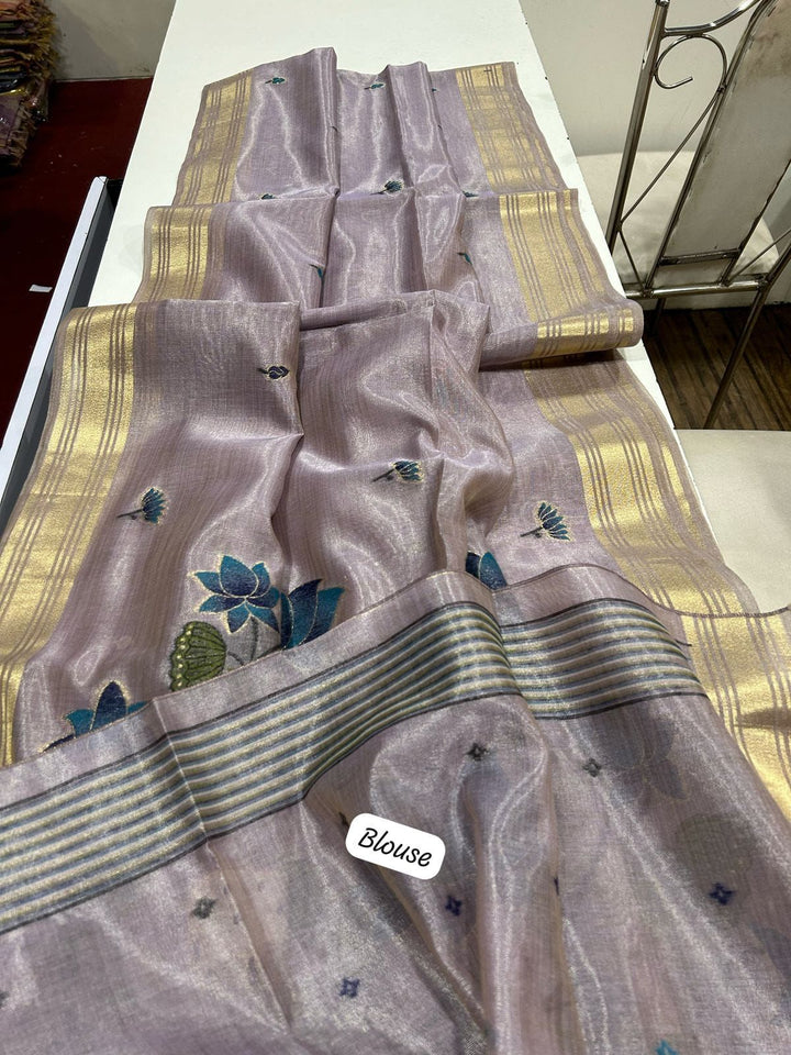 Amber Gleam Tissue Silk Saree