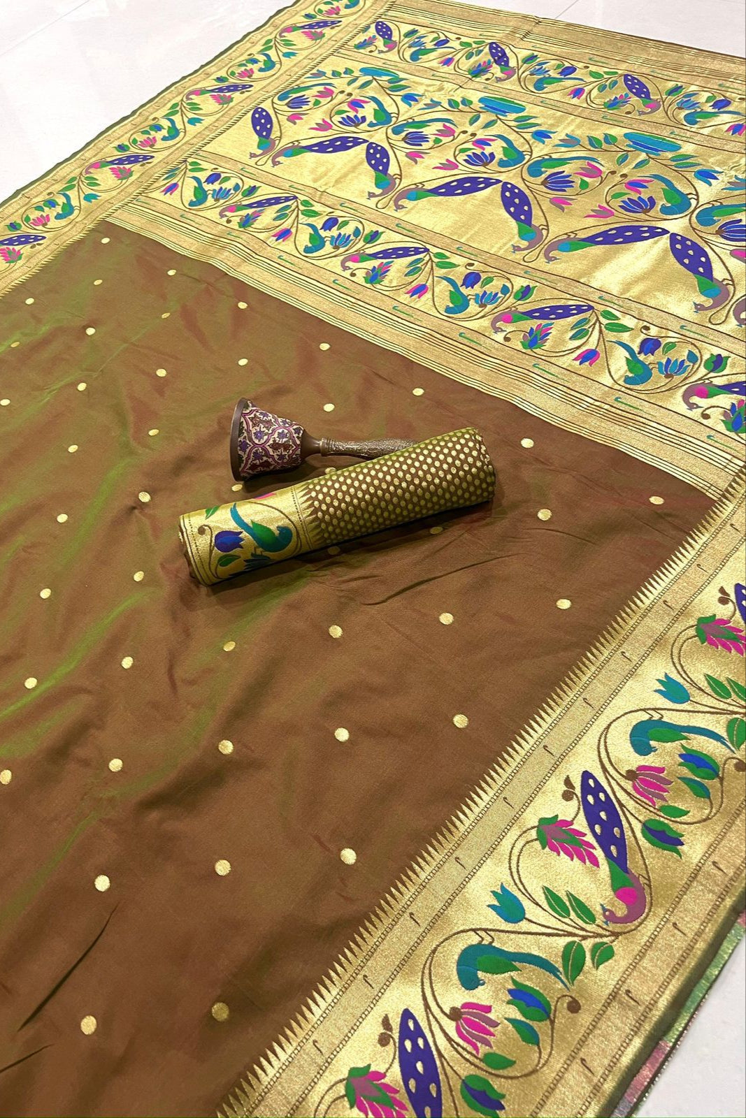 Evening Star Kanchivaram Paithani Silk Saree