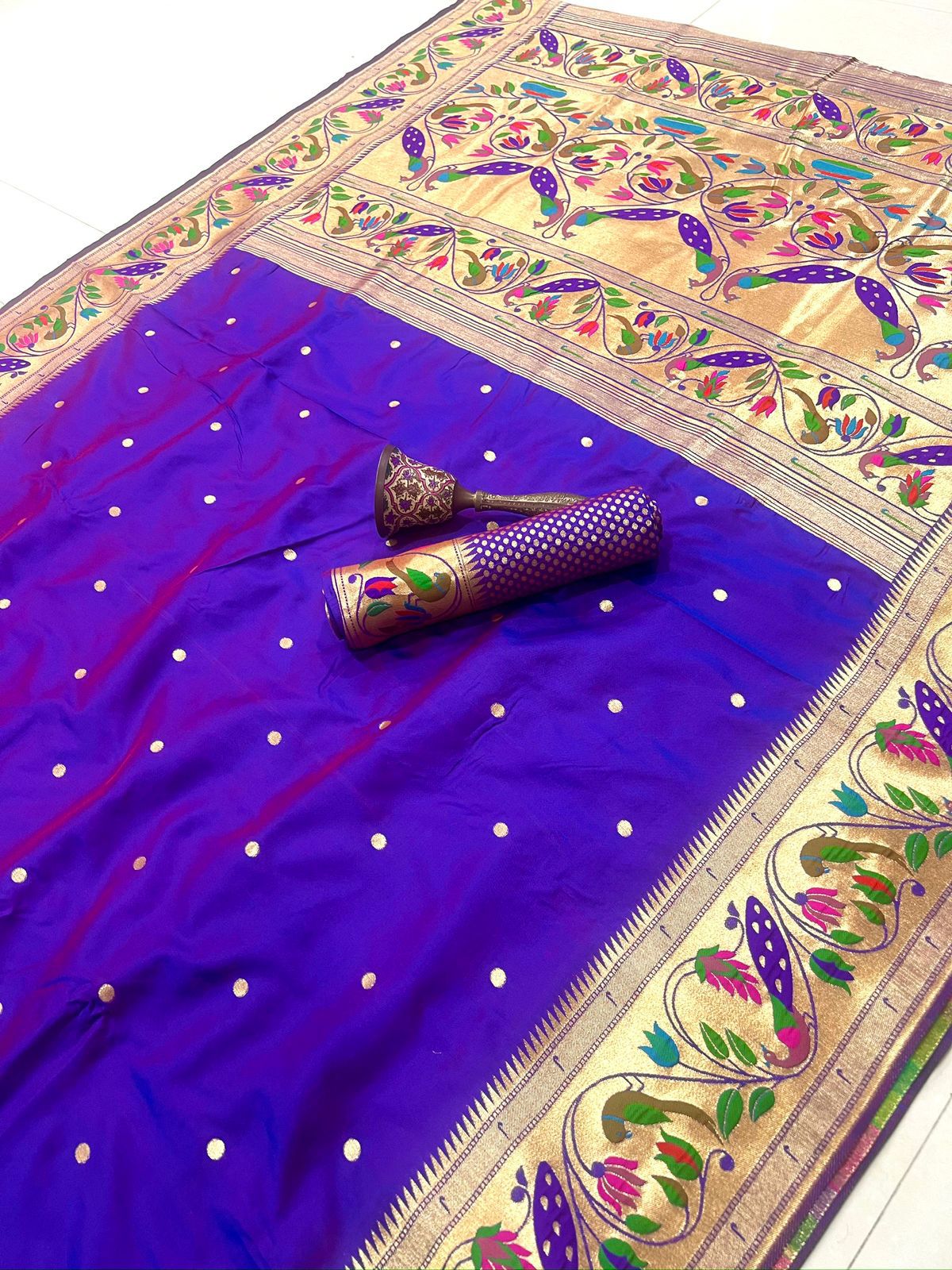 Evening Star Kanchivaram Paithani Silk Saree – Monamaar