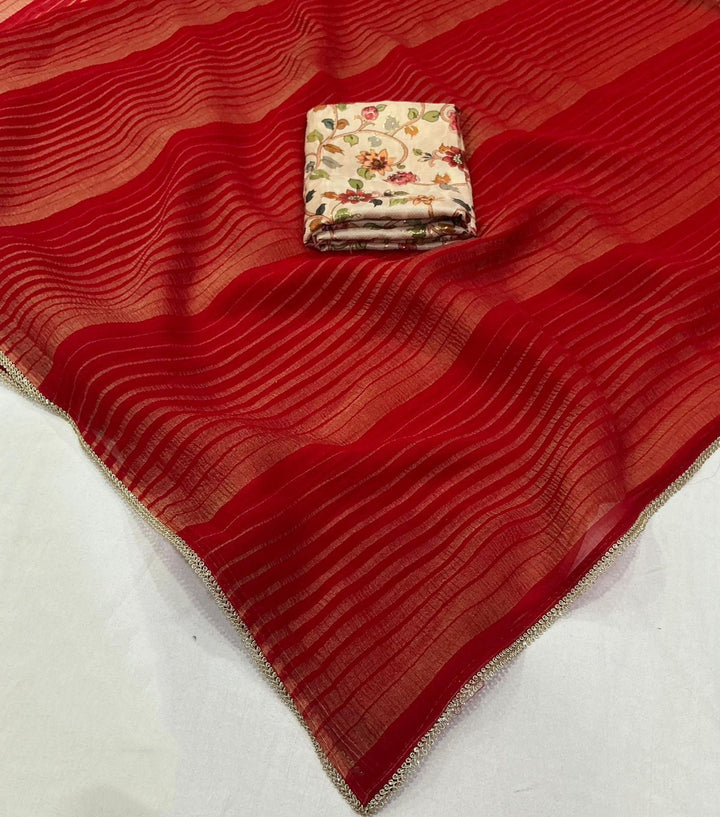 Line of Gold Fancy Chiffon Saree