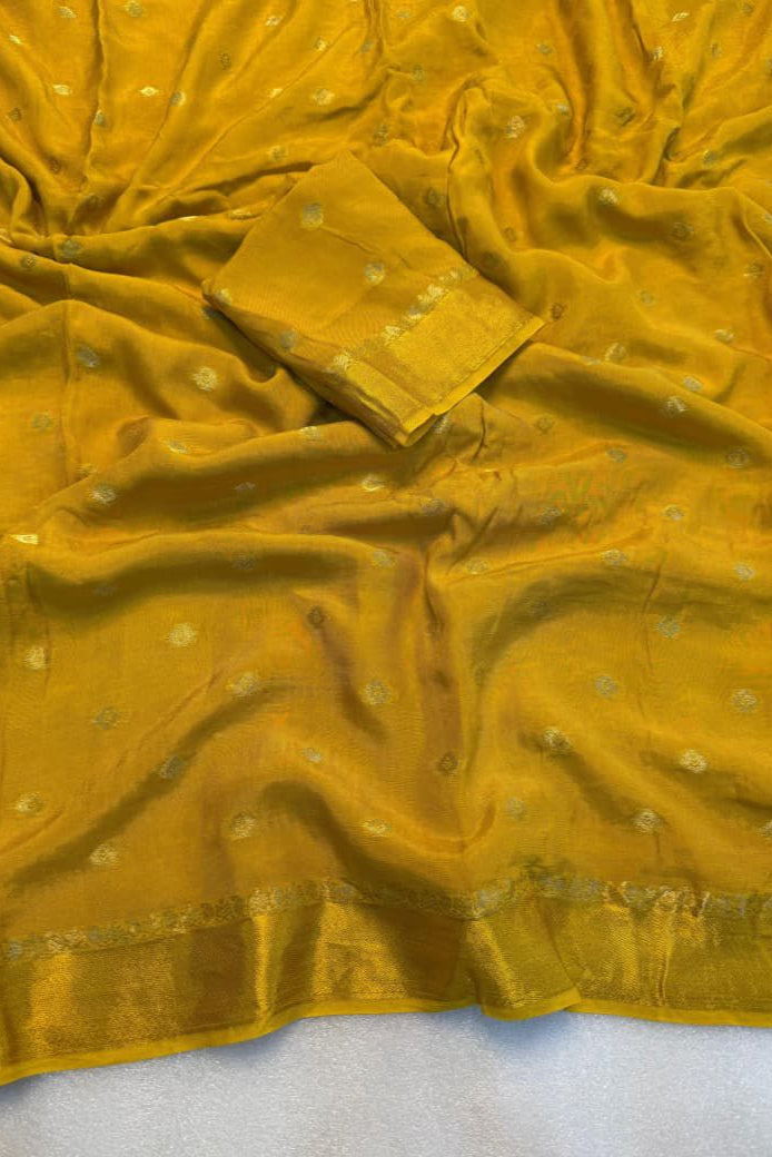 Golden Aura Chinnon Silk Saree