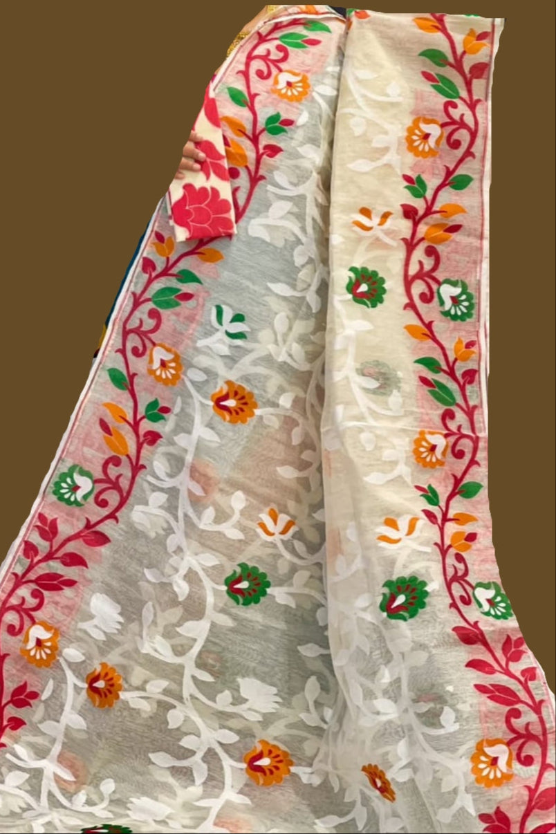 Neel Megh Dhakai Jamdani Saree