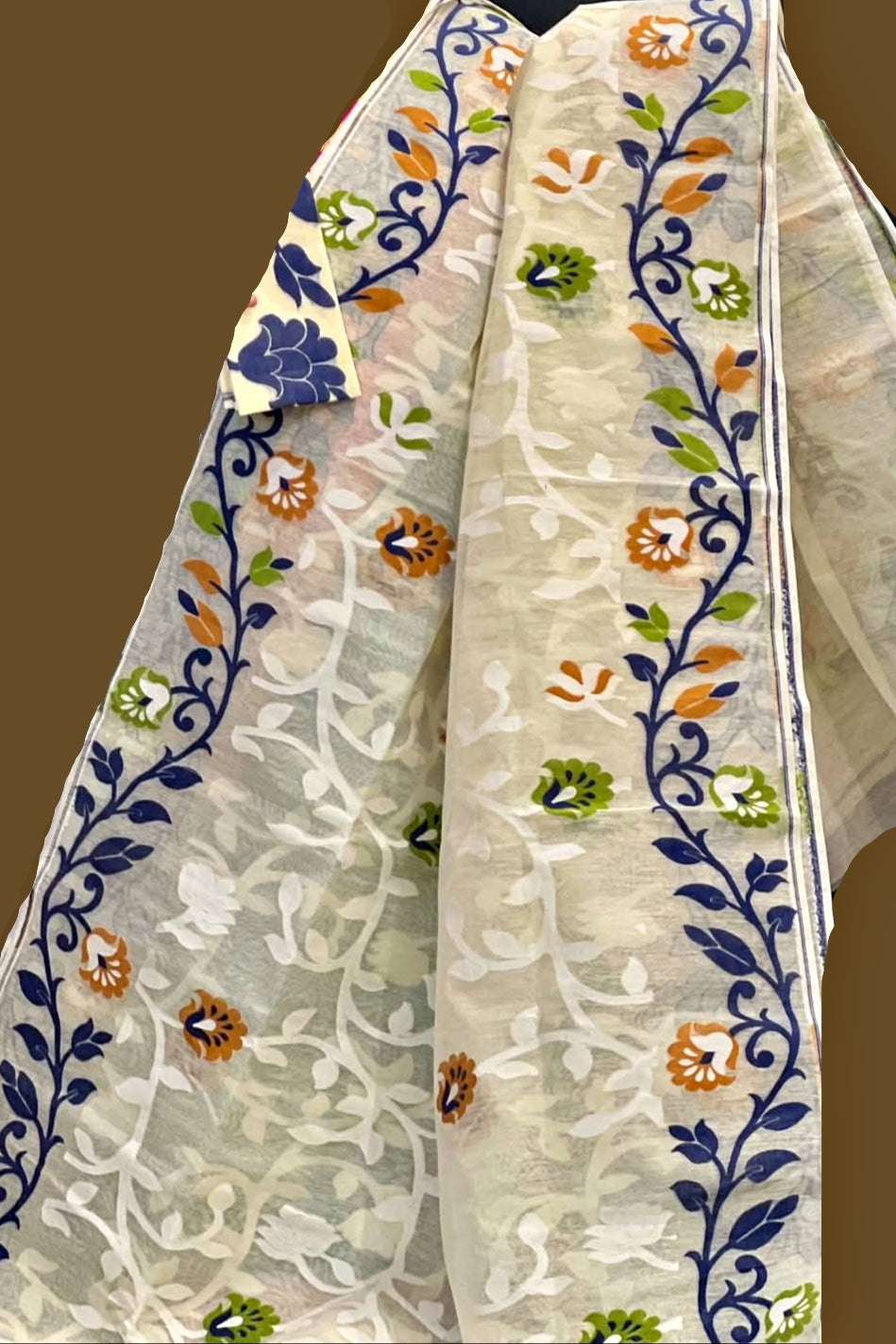Neel Megh Dhakai Jamdani Saree