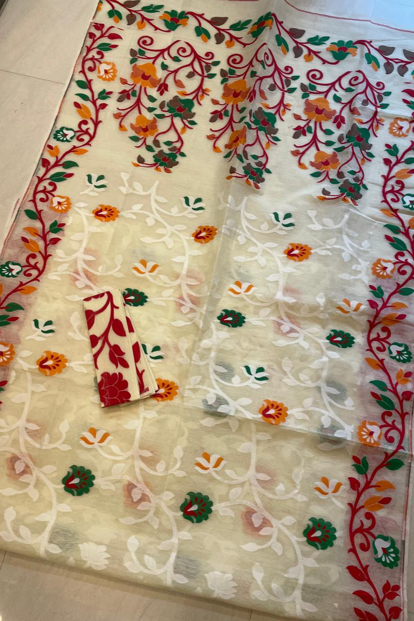 Neel Megh Dhakai Jamdani Saree