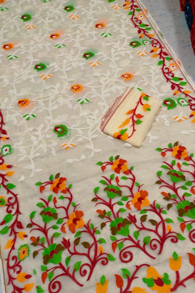 Neel Megh Dhakai Jamdani Saree