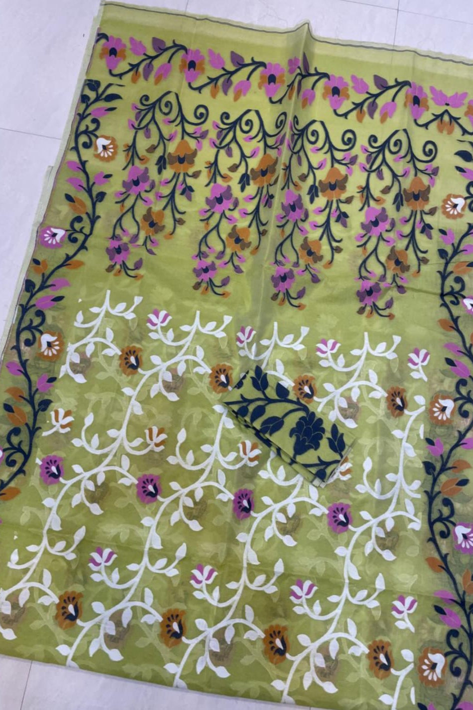 Neel Megh Dhakai Jamdani Saree