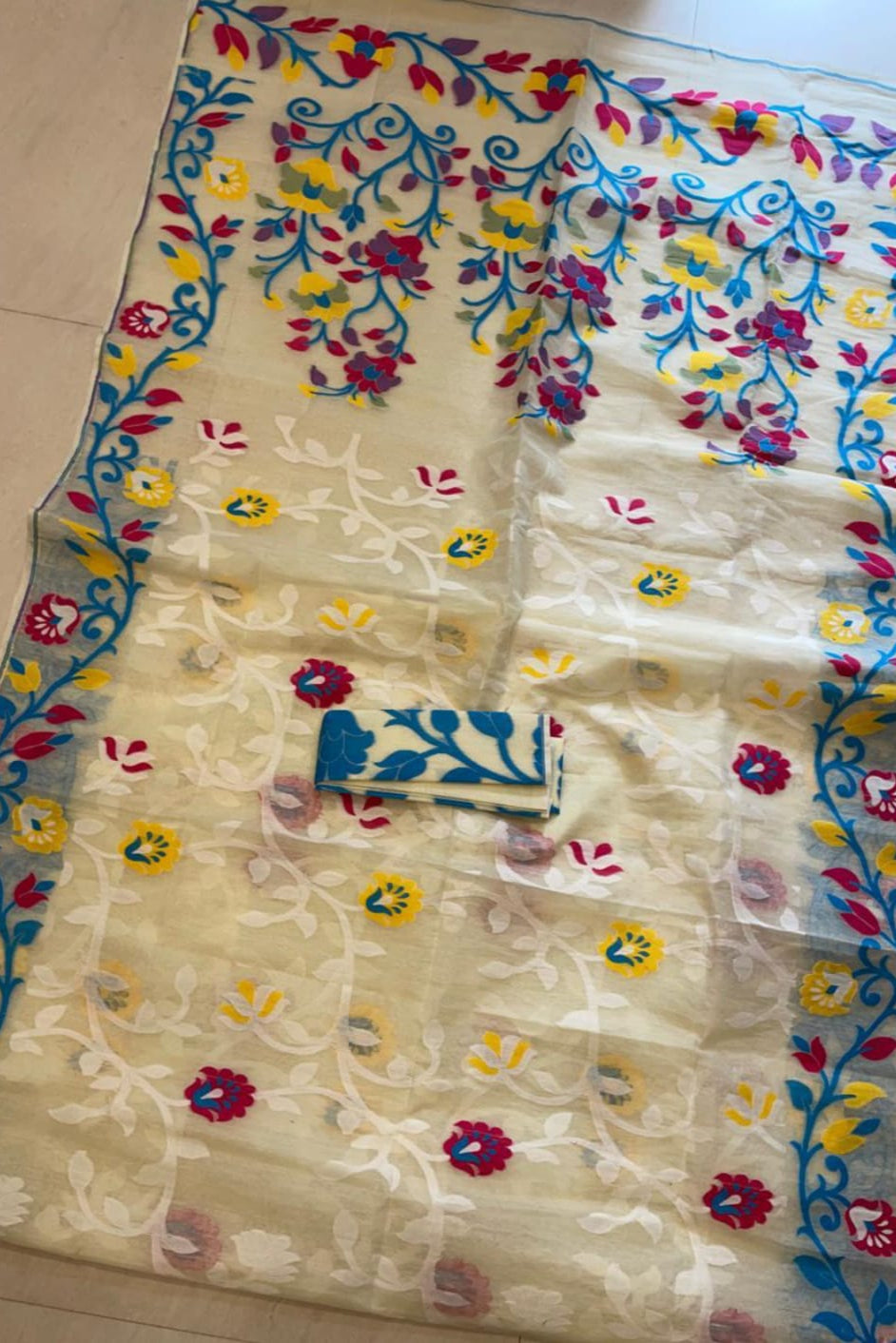 Neel Megh Dhakai Jamdani Saree