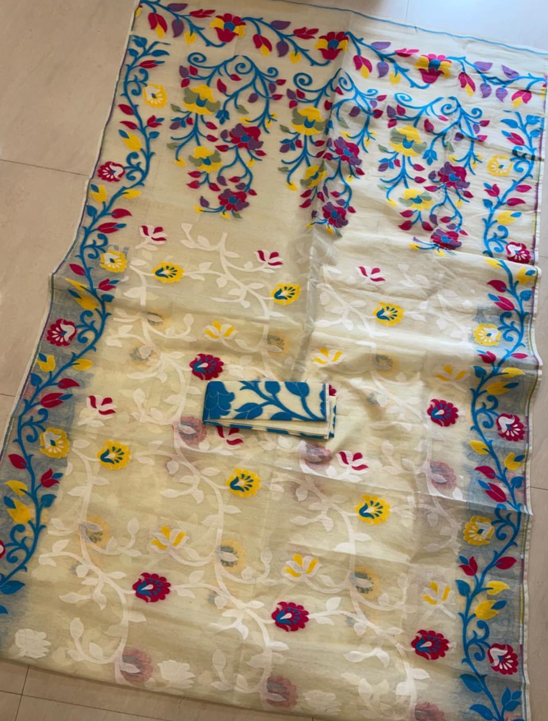 Neel Megh Dhakai Jamdani Saree