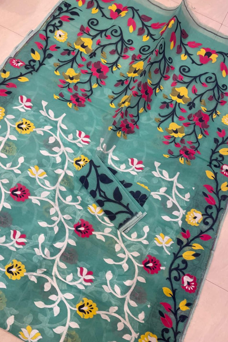 Neel Megh Dhakai Jamdani Saree