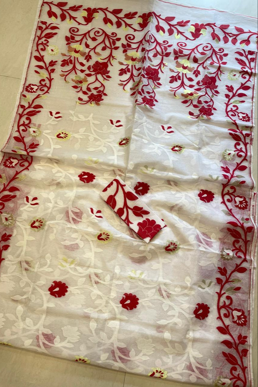 Neel Megh Dhakai Jamdani Saree