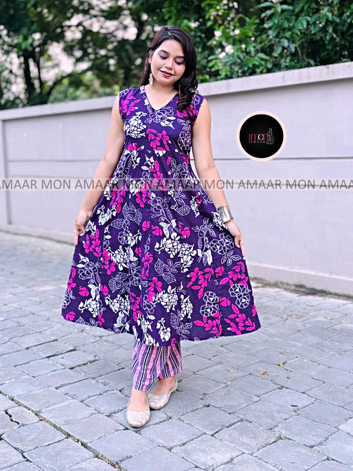 World Of  Flower-Cotton Kurti Set