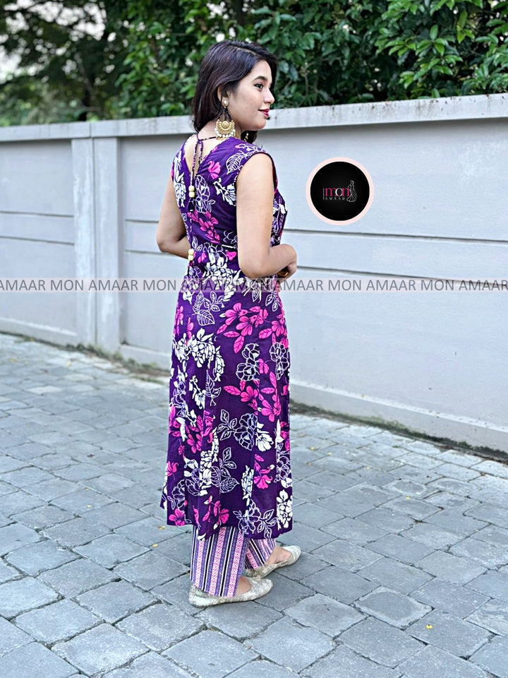 World Of  Flower-Cotton Kurti Set