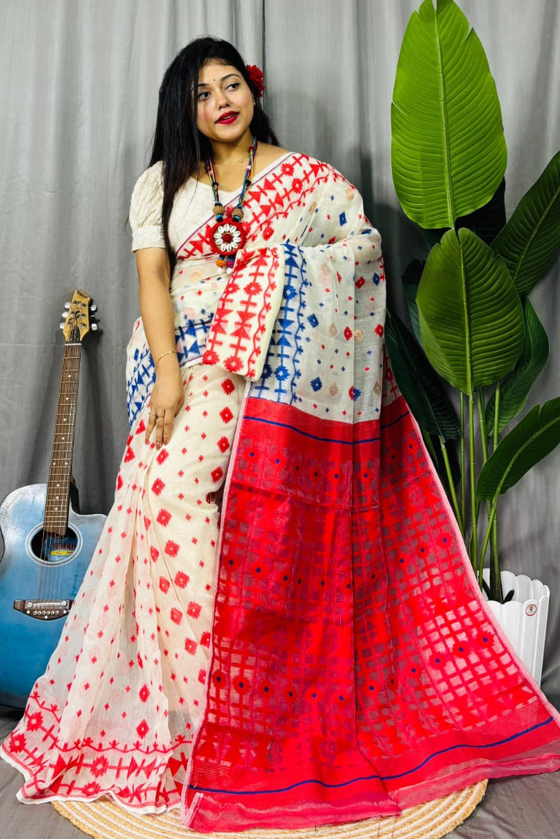 Ganga Jamuna Special Dhakai Jamdani Saree