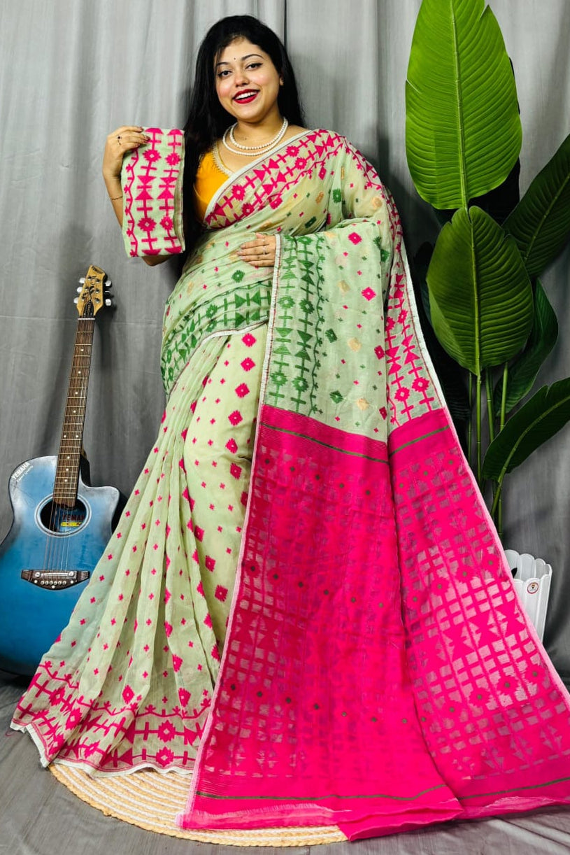 Ganga Jamuna Special Dhakai Jamdani Saree
