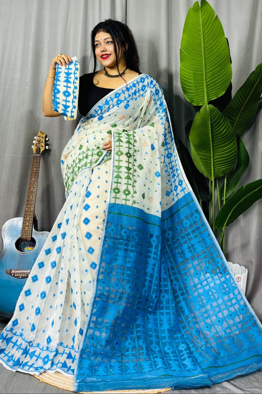 Ganga Jamuna Special Dhakai Jamdani Saree