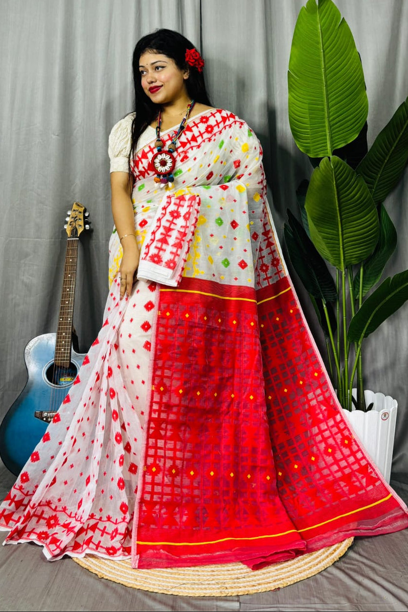 Ganga Jamuna Special Dhakai Jamdani Saree
