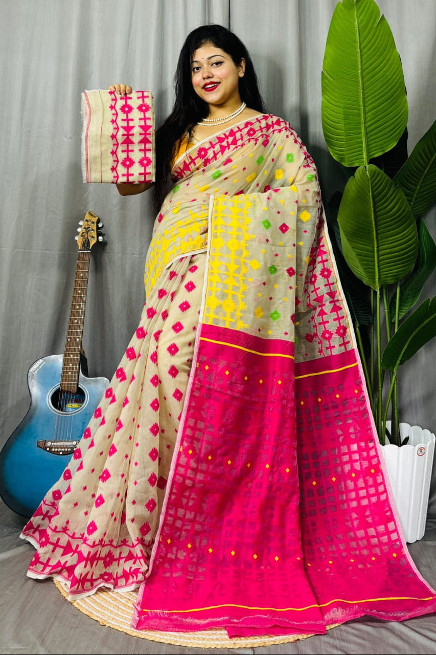 Ganga Jamuna Special Dhakai Jamdani Saree