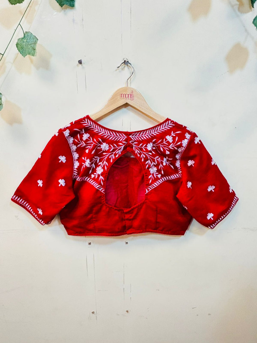 Flame Blossom Vichitra Silk Blouse