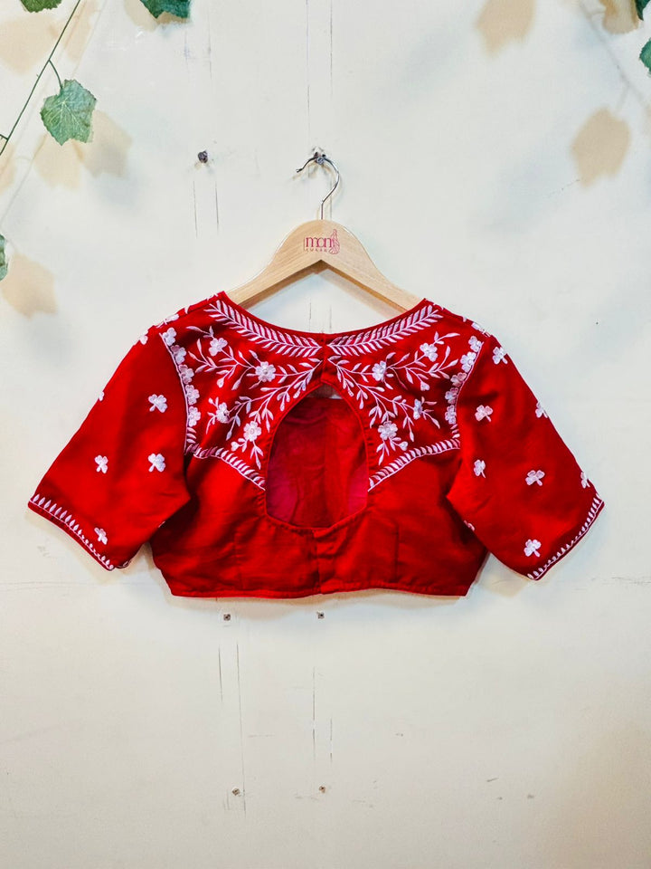 Flame Blossom Vichitra Silk Blouse