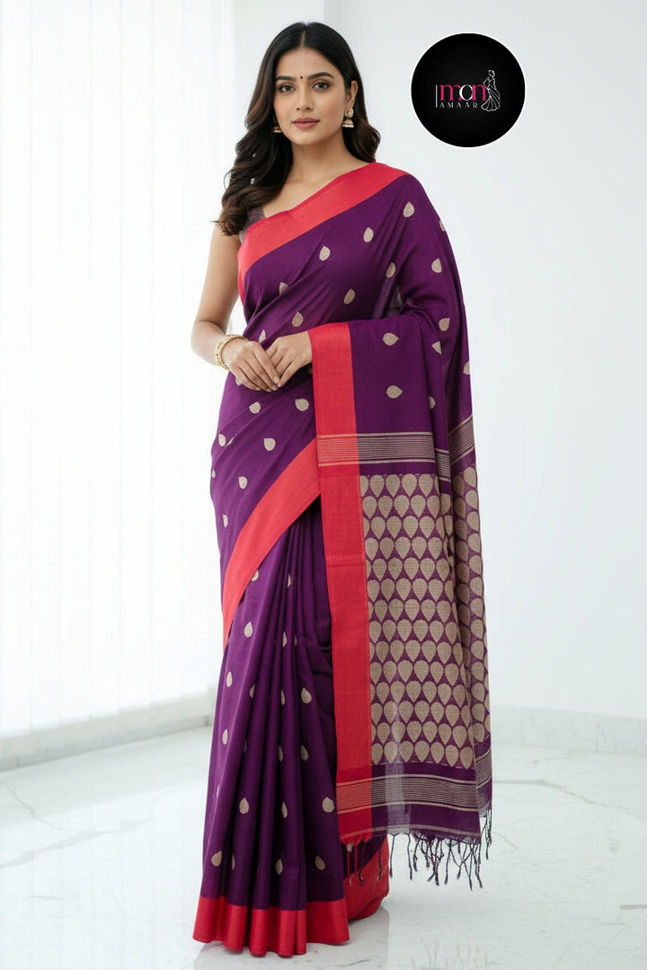 Alokoli Khadi Cotton Jamdani Saree