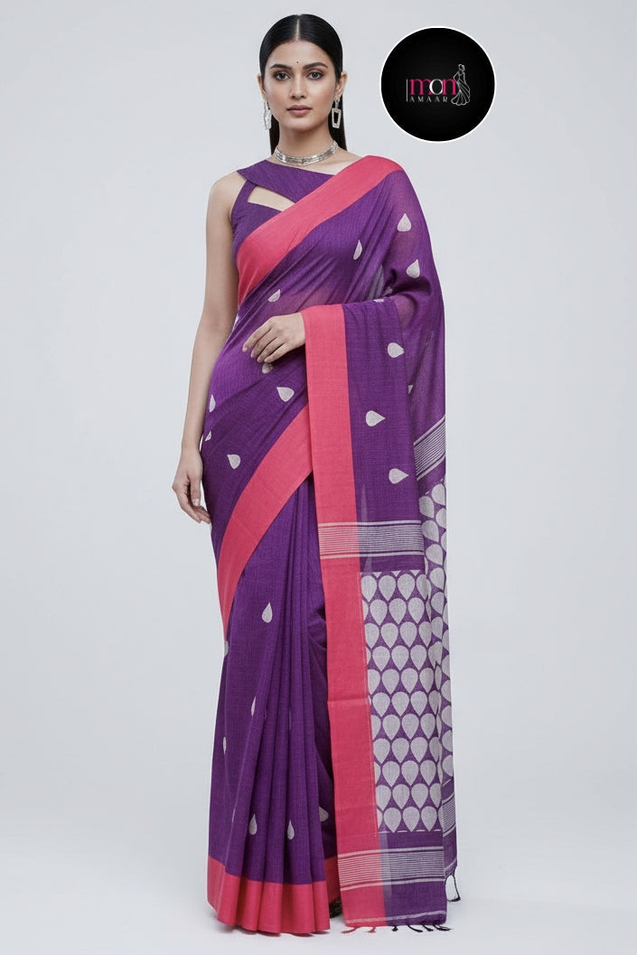 Alokoli Khadi Cotton Jamdani Saree
