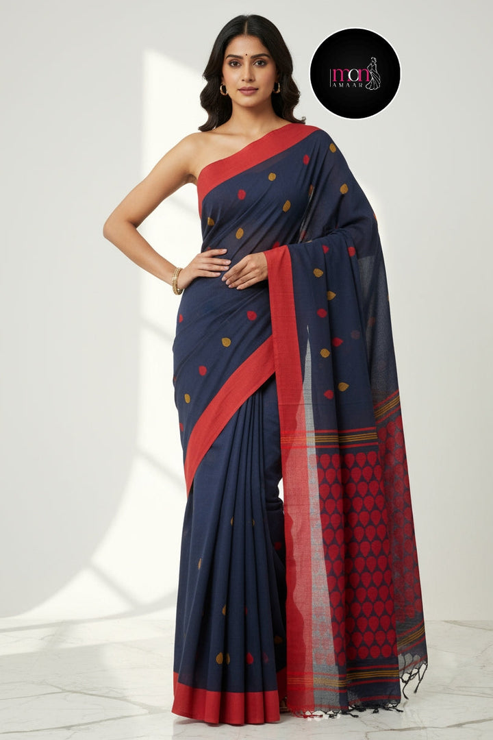 AloKoli Khadi Cotton Jamdani Saree