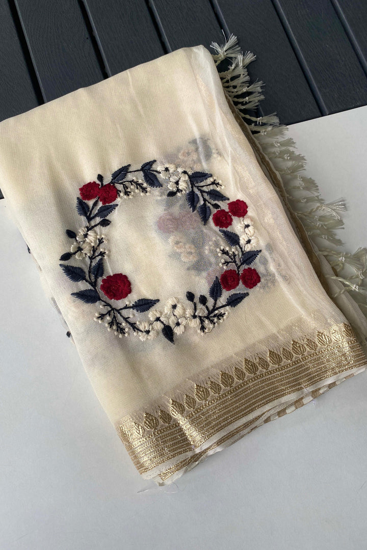 Royal Ink Georgette Silk Saree